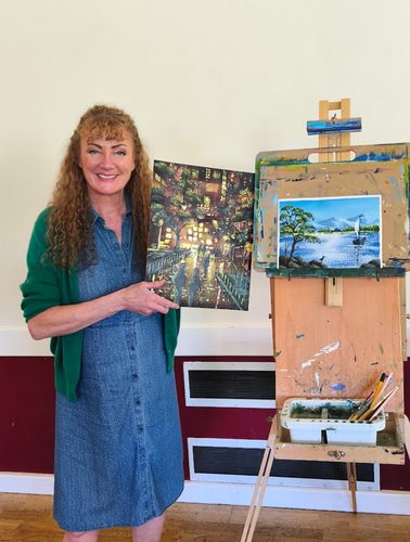 Two paintings demonstrated by Tracey.